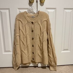 Madewell Chunky Cable-Knit Cardigan - Beige